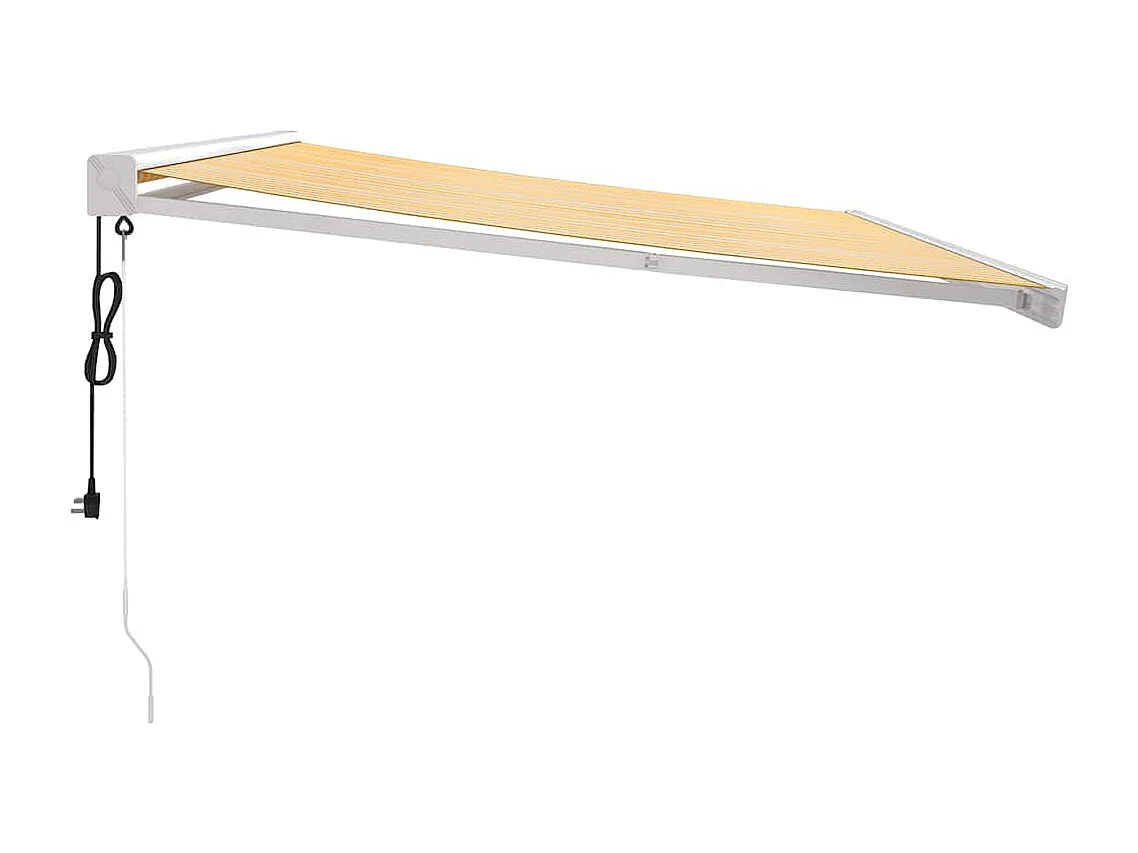 Auvent rétractable jaune et blanc 4,5x3 m tissu et aluminium