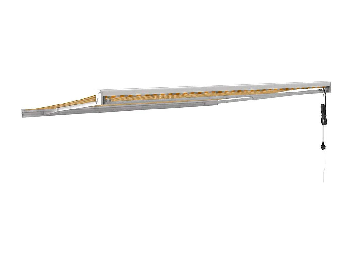 Auvent rétractable jaune et blanc 4,5x3 m tissu et aluminium