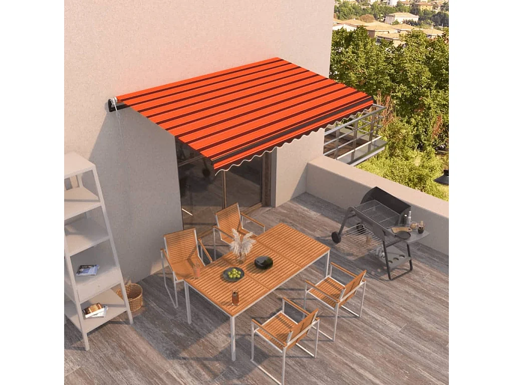 Toldo retrátil automático 400x350 cm Laranja e marrom