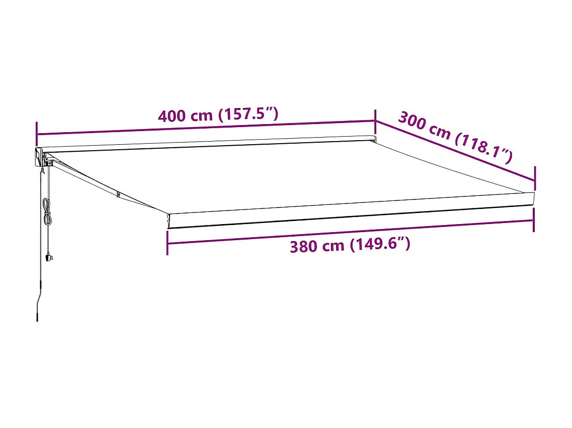 Tenda da sole estensibile antracite e bianca 4x3 m in tessuto e alluminio