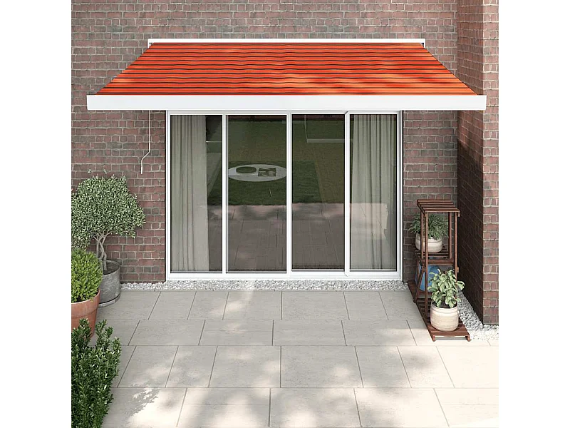Auvent rétractable orange et marron 3x2,5 m tissu et aluminium