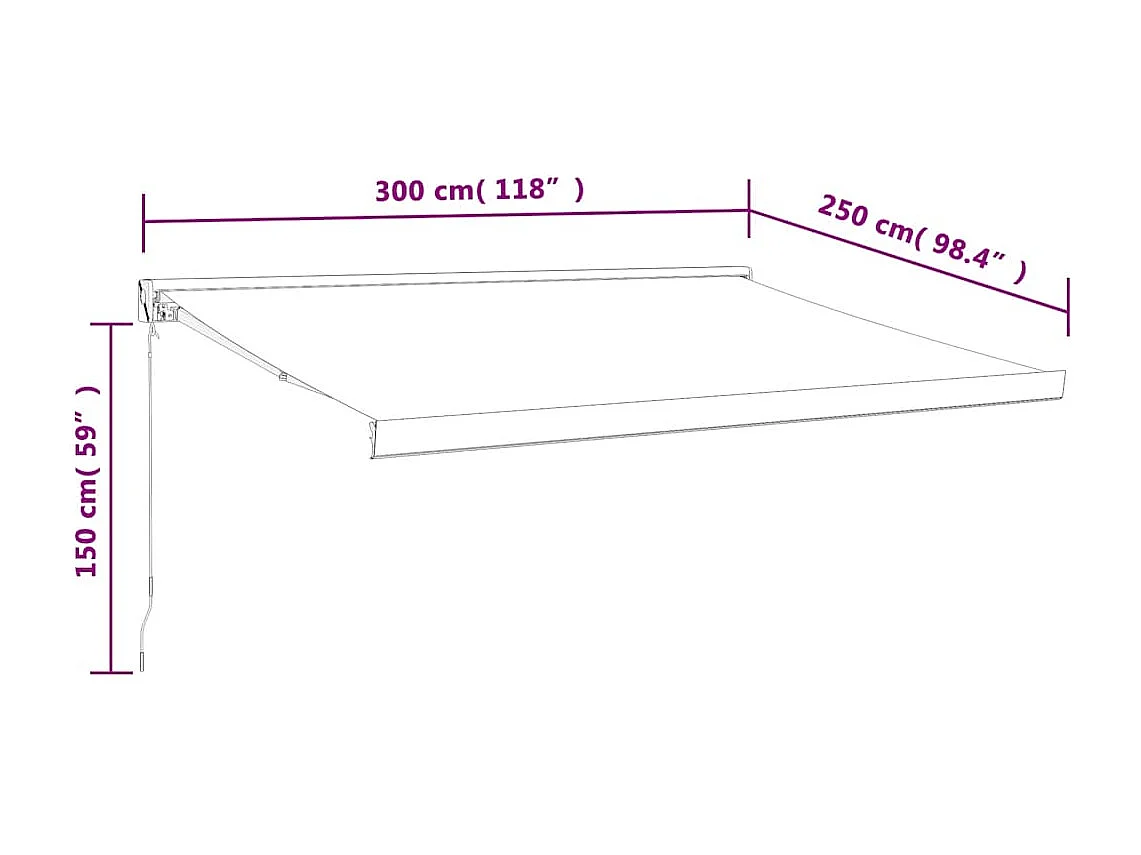 Auvent rétractable orange et marron 3x2,5 m tissu et aluminium