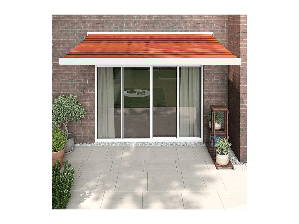Auvent rétractable orange et marron 3x2,5 m tissu et aluminium