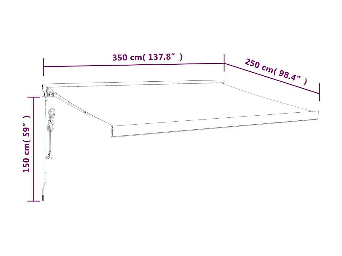 Toldo retrátil laranja e marrom 3,5x2,5m tecido e alumínio