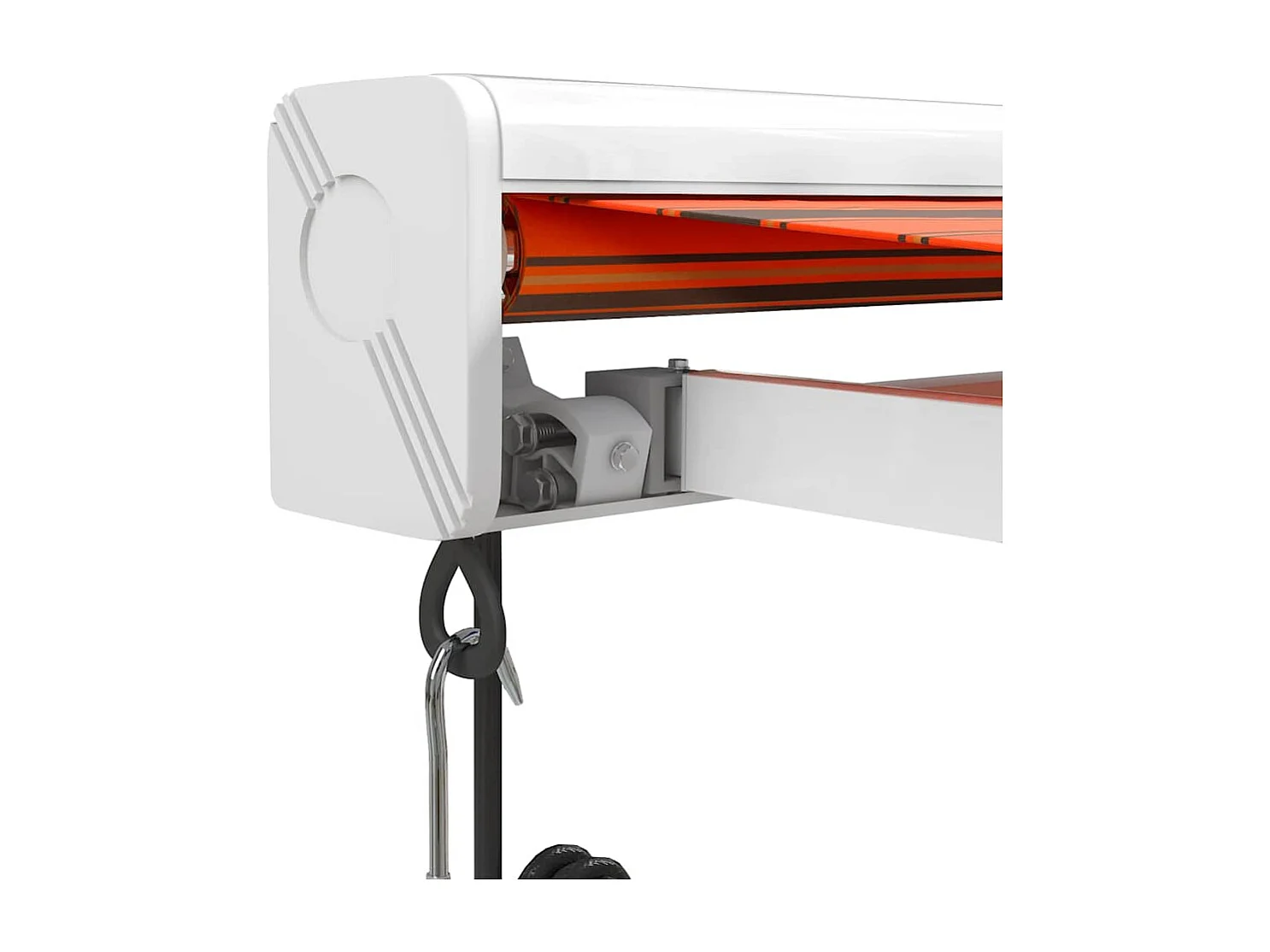 Auvent rétractable orange et marron 3,5x2,5m tissu et aluminium