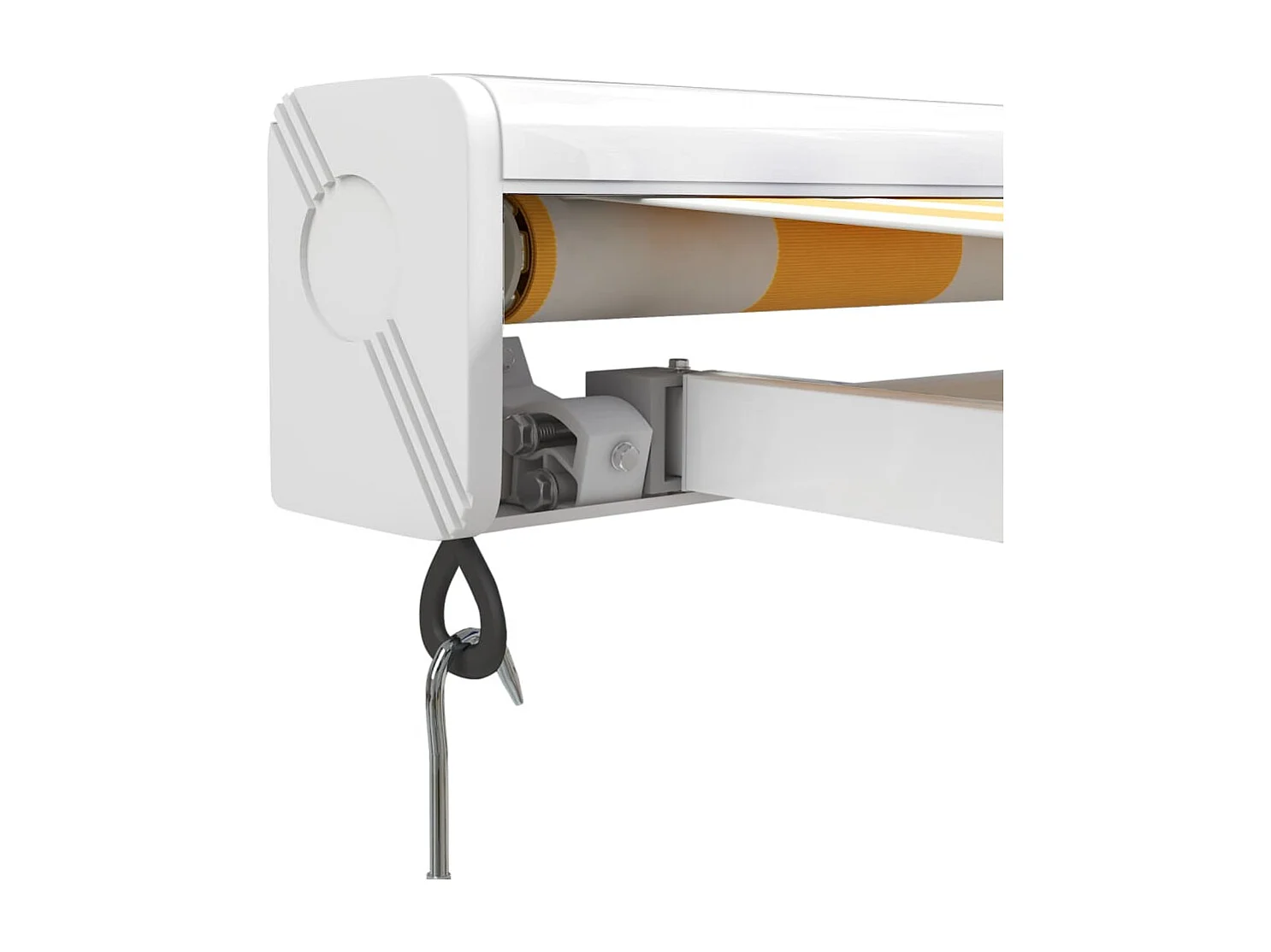 Tenda da sole retrattile gialla e bianca 4,5x3 m in tessuto e alluminio