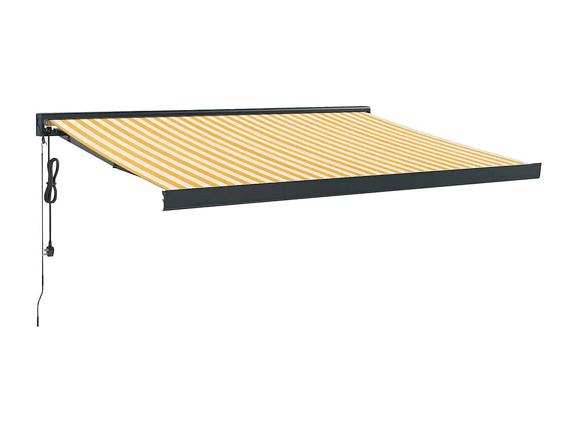 Toldo retrátil amarelo e branco 3,5x2,5 m tecido e alumínio