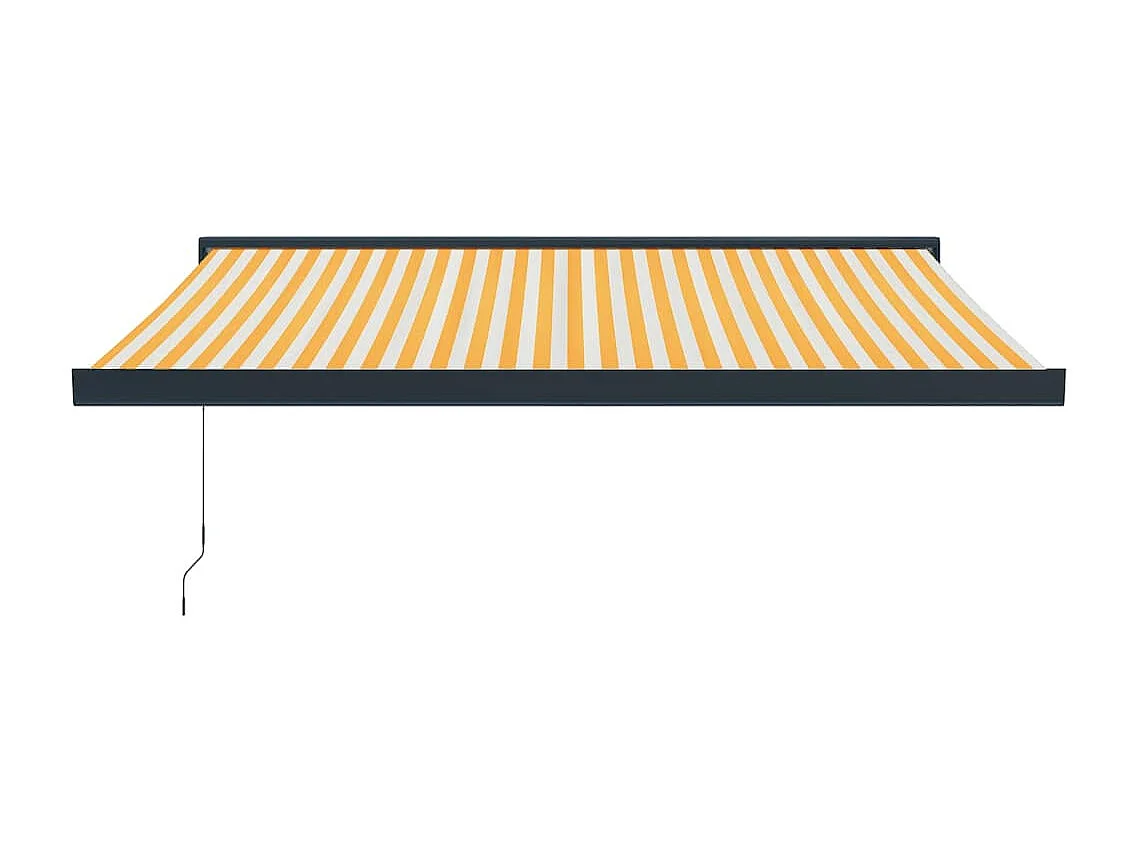Toldo retrátil amarelo e branco 3,5x2,5 m tecido e alumínio