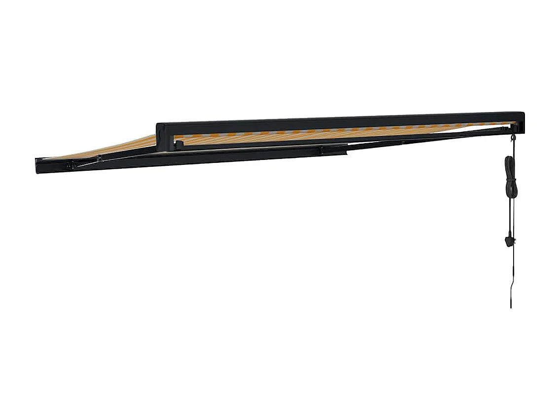 Toldo retrátil amarelo e branco 3,5x2,5 m tecido e alumínio