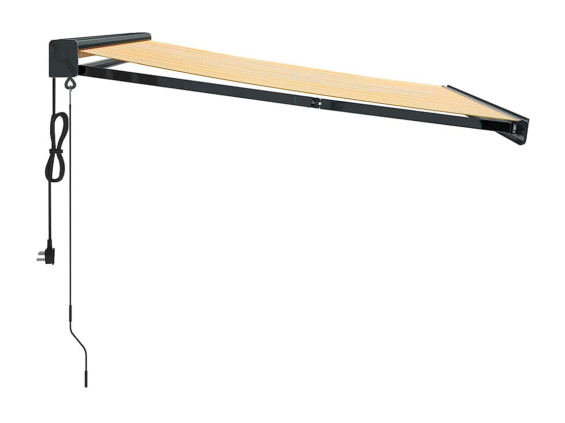 Toldo retrátil amarelo e branco 3,5x2,5 m tecido e alumínio