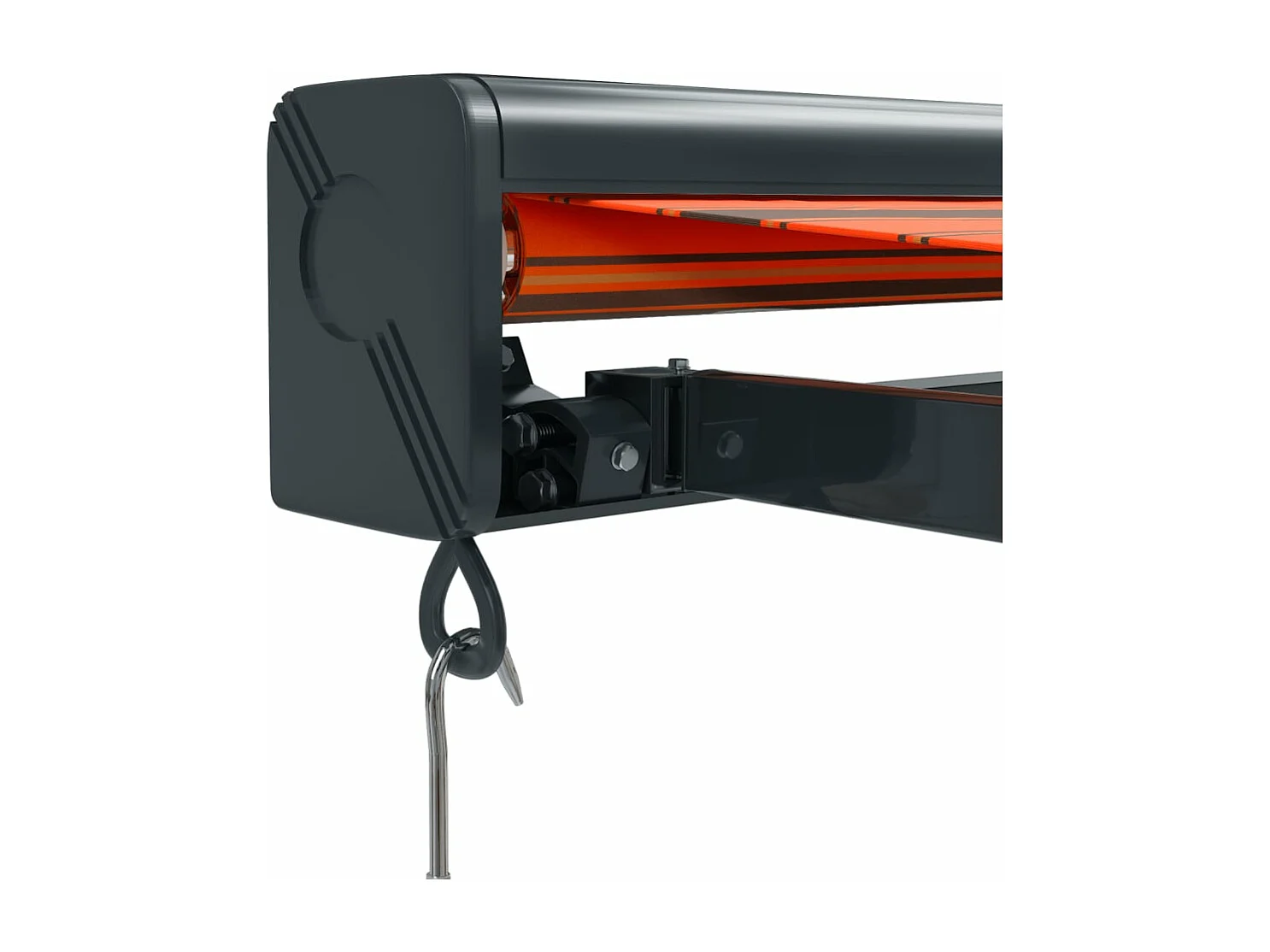 Auvent rétractable orange et marron 3,5x2,5m tissu et aluminium