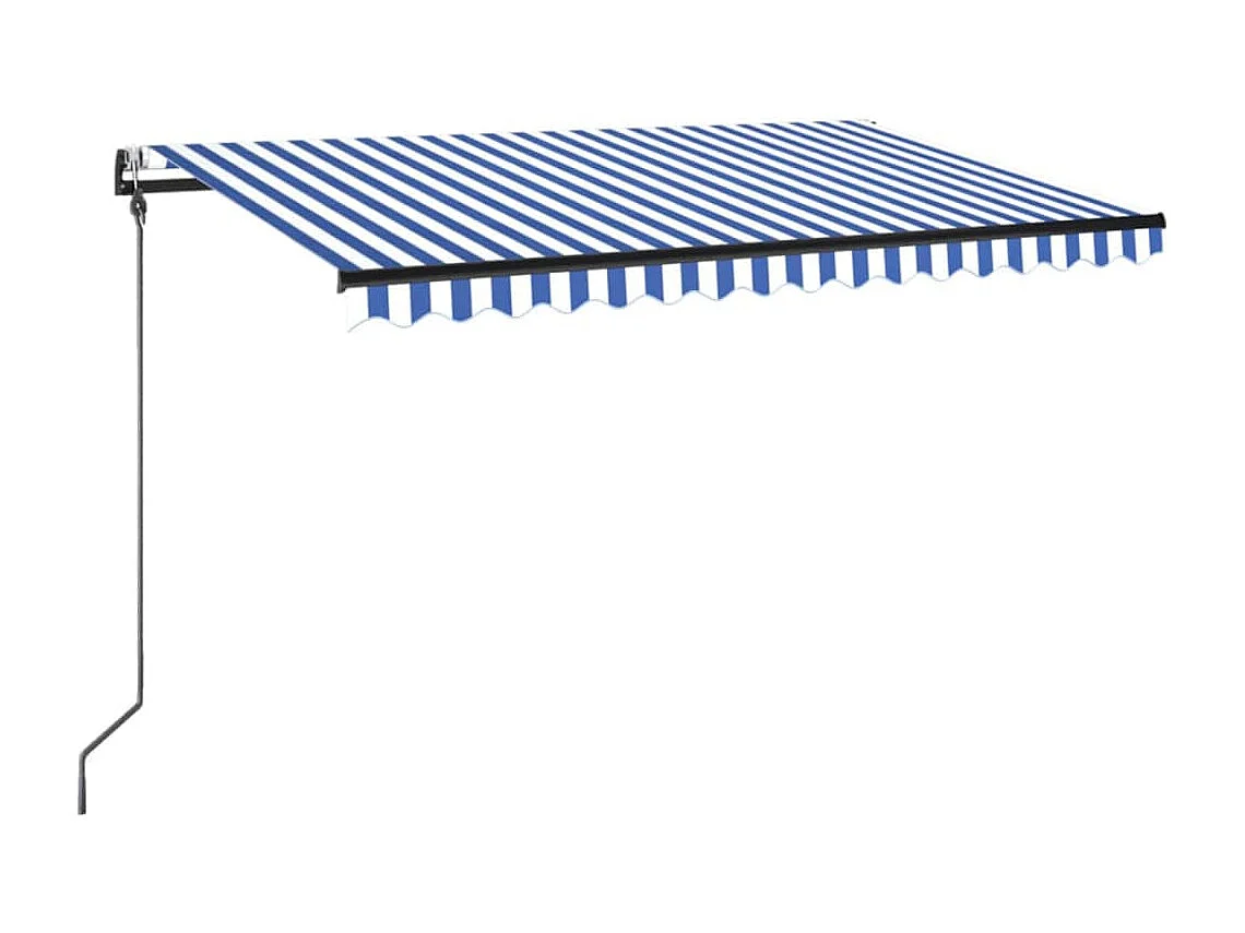 Sensor de vento automático para toldo/LED 300x250 cm Azul e branco