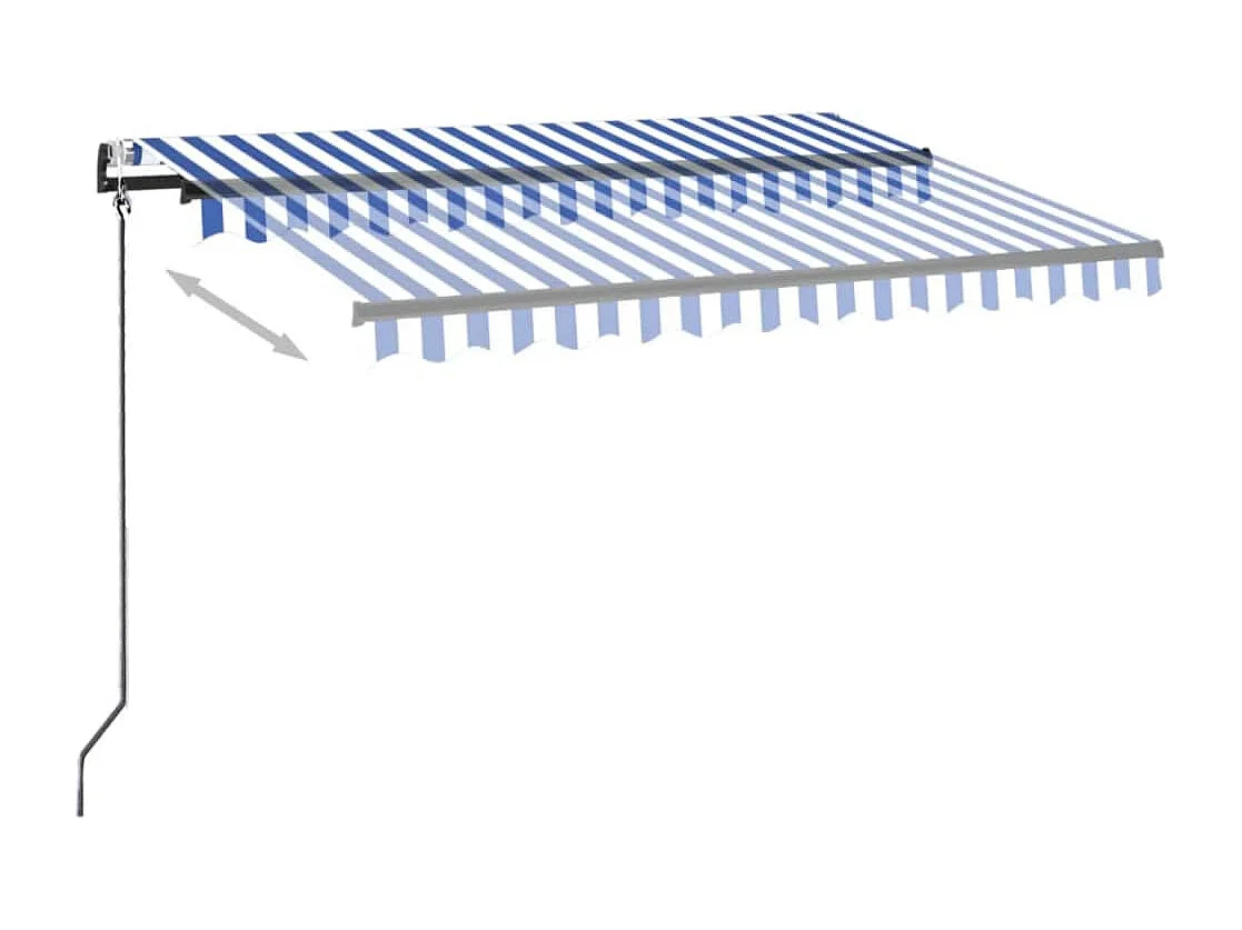 Sensor de vento automático para toldo/LED 300x250 cm Azul e branco