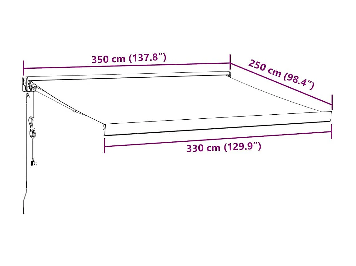 Tenda da sole retrattile automatica bordeaux 350x250 cm