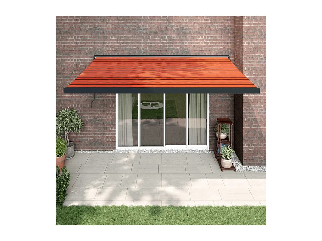 Auvent rétractable orange et marron 4x3 m tissu et aluminium