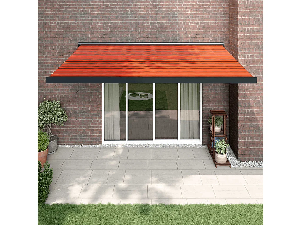 Tenda da sole retrattile arancione e marrone 4x3 m tessuto e alluminio