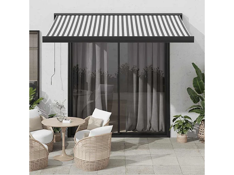 Toldo retrátil antracite e branco 3,5x2,5m tecido/alumínio