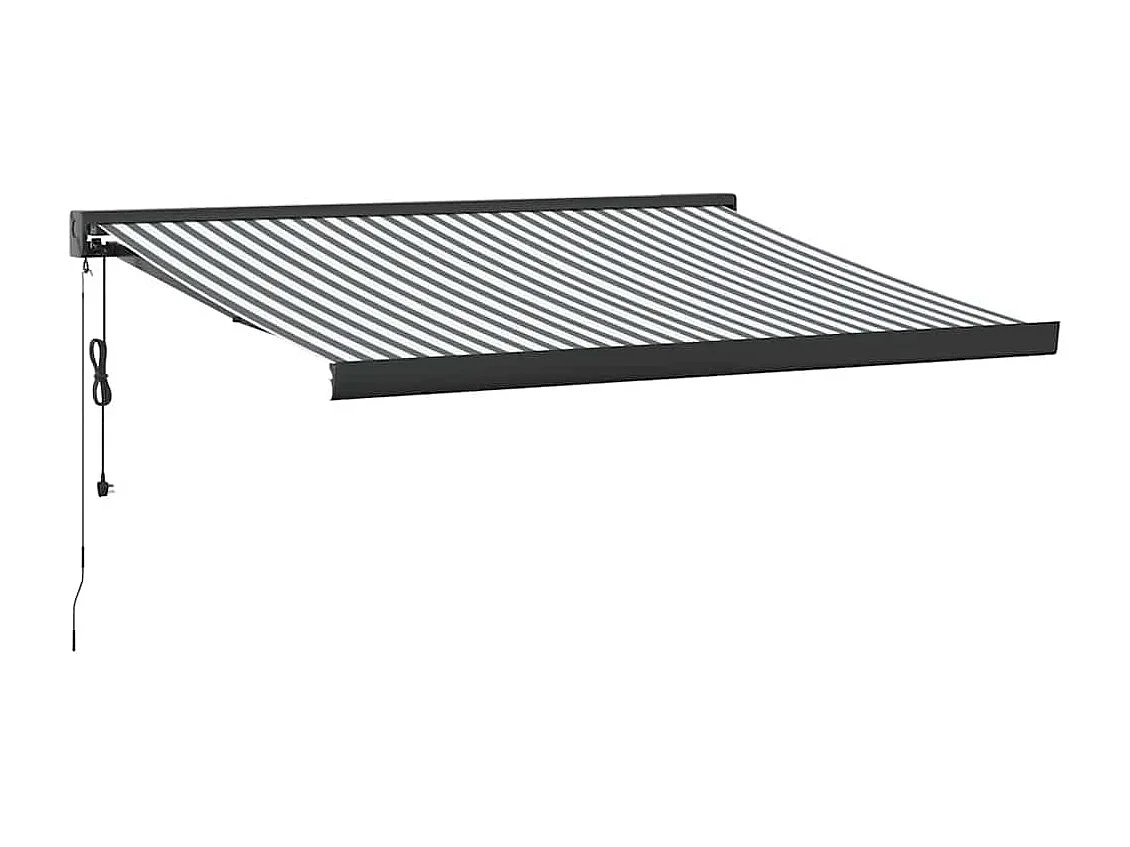 Auvent rétractable anthracite et blanc 3,5x2,5m tissu/aluminium
