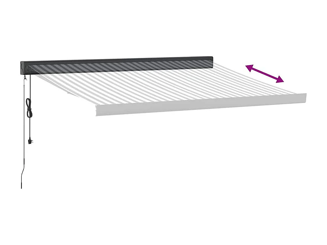 Auvent rétractable anthracite et blanc 3,5x2,5m tissu/aluminium
