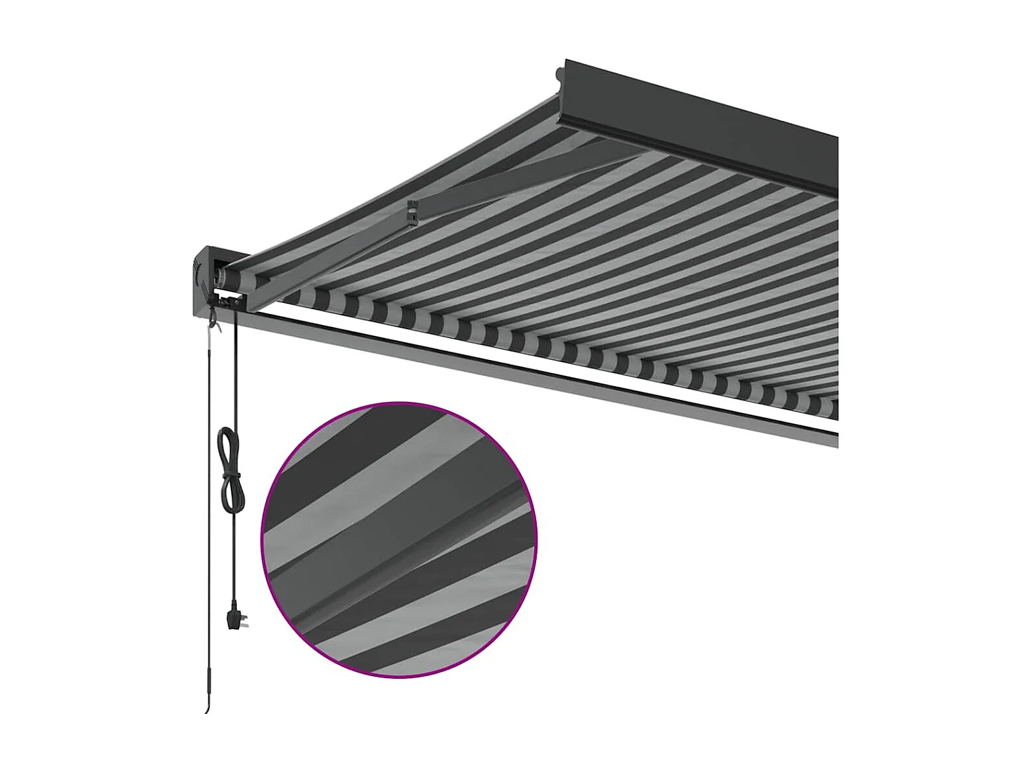 Auvent rétractable anthracite et blanc 3,5x2,5m tissu/aluminium