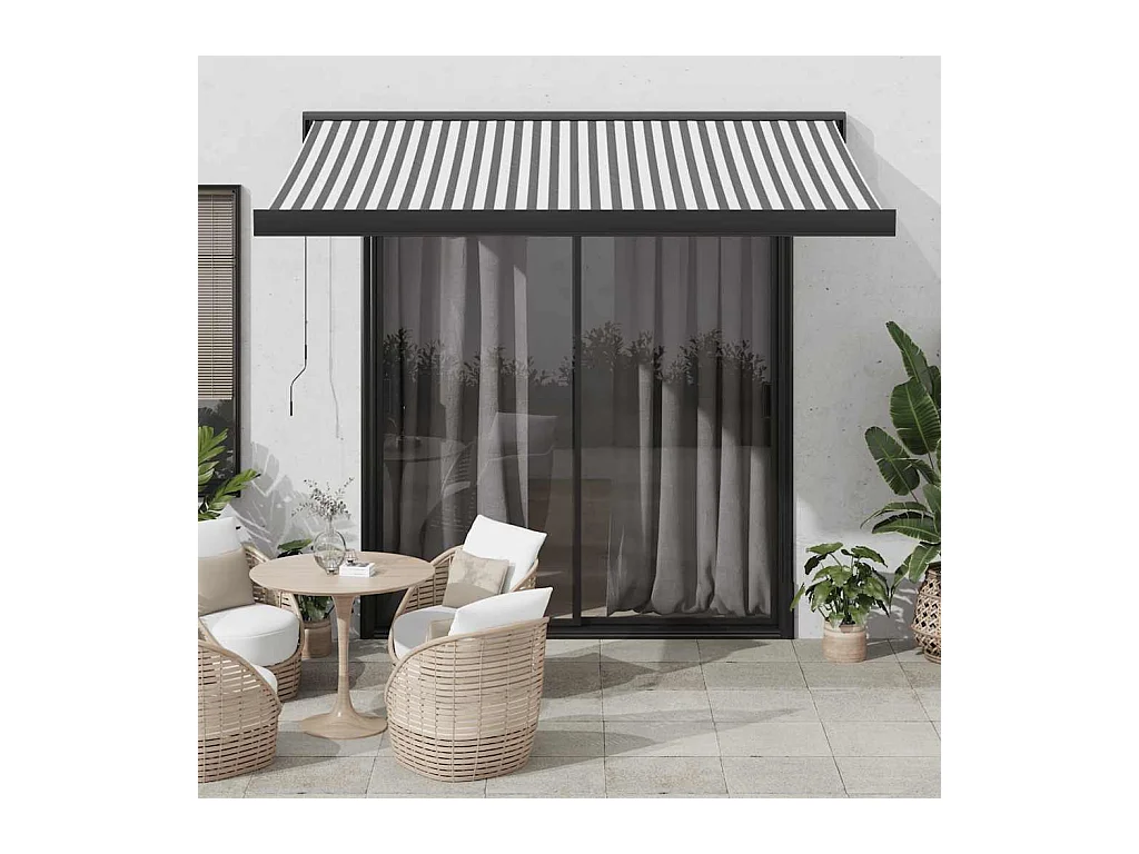 Tenda da sole estensibile antracite e bianco 3,5x2,5m tessuto/alluminio
