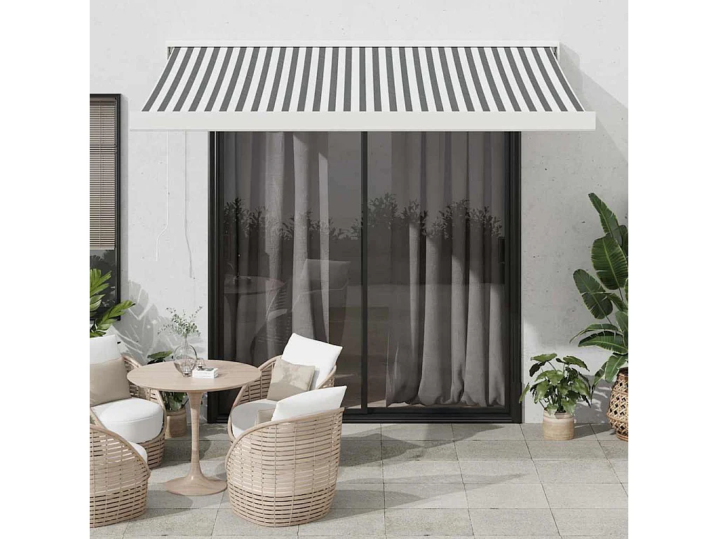 Tenda da sole estensibile antracite e bianco 3,5x2,5m tessuto/alluminio