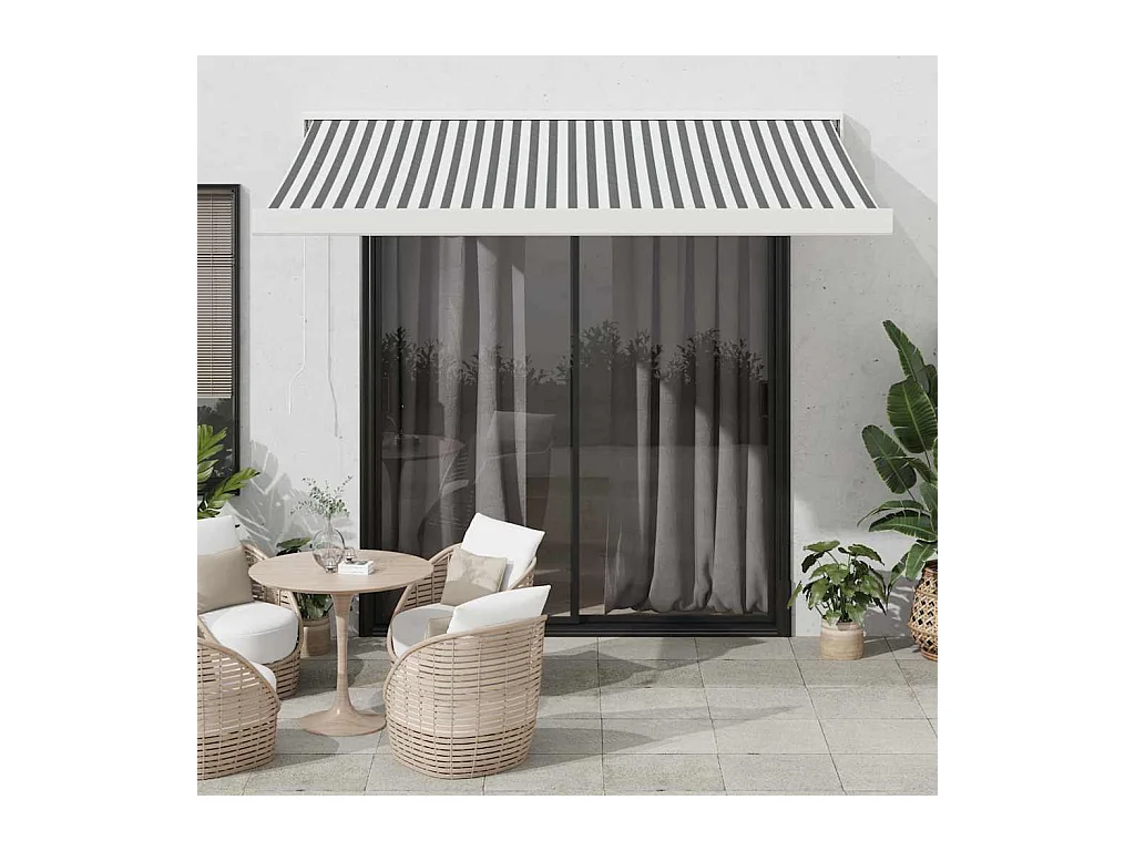 Auvent rétractable anthracite et blanc 3,5x2,5m tissu/aluminium