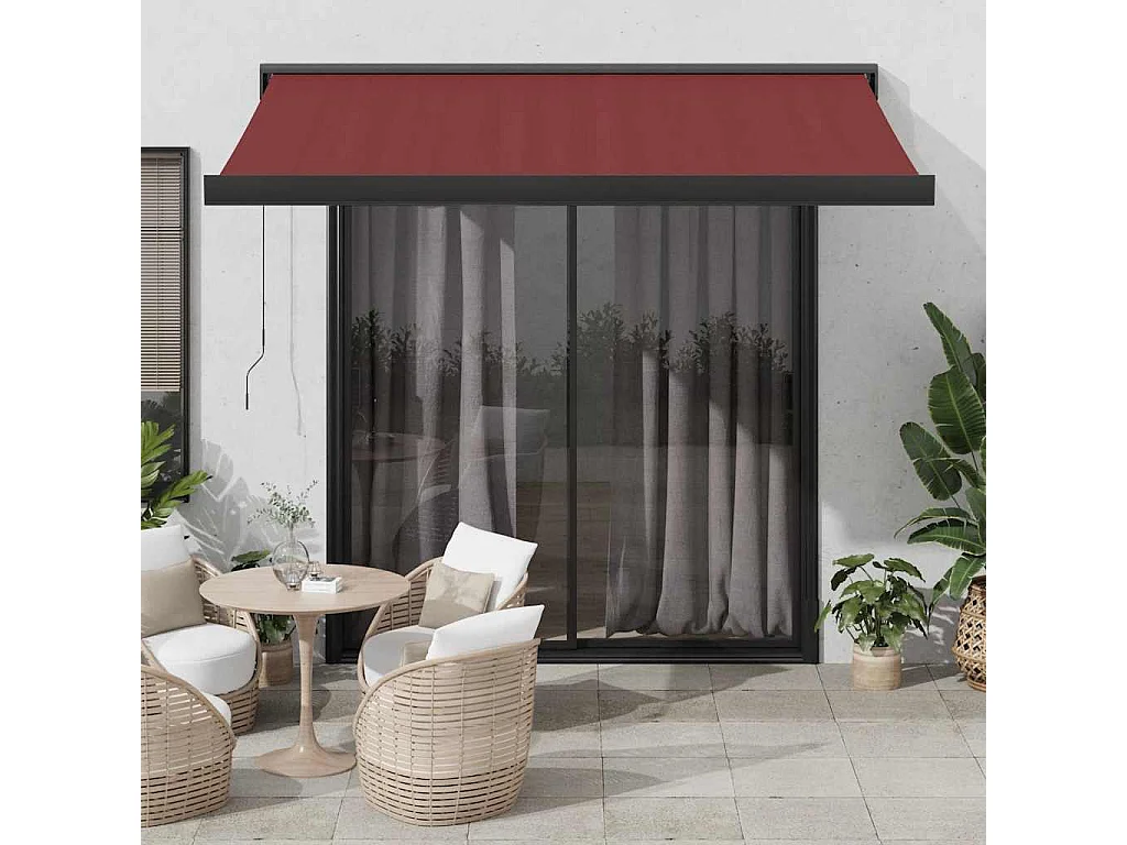 Auvent rétractable automatique bordeaux 300x250 cm