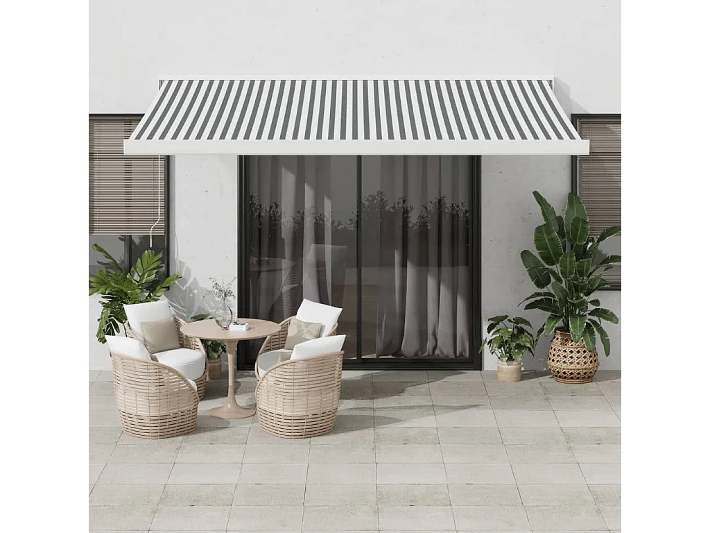 Auvent rétractable anthracite et blanc 4,5x3 m tissu/aluminium