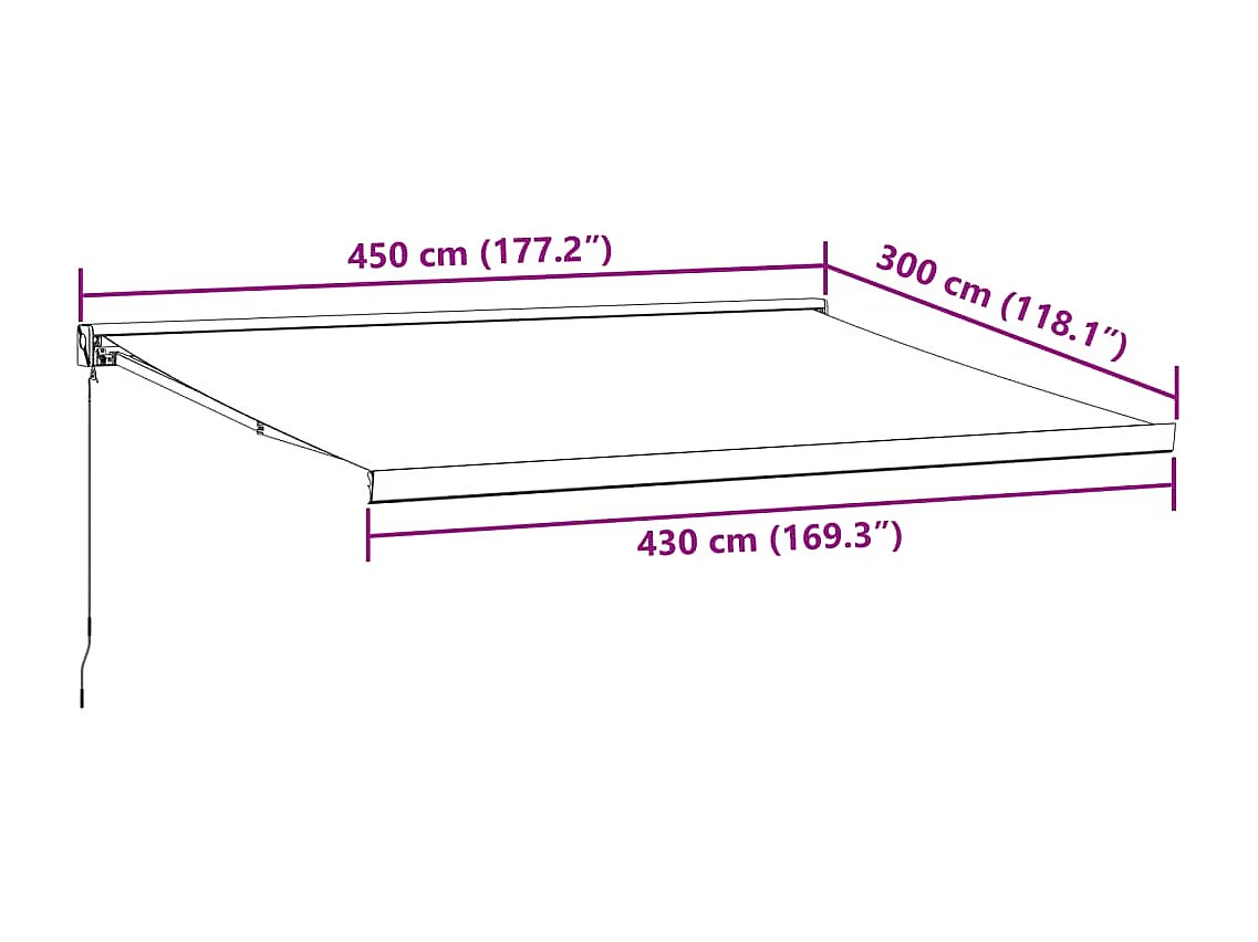 Auvent rétractable anthracite et blanc 4,5x3 m tissu/aluminium