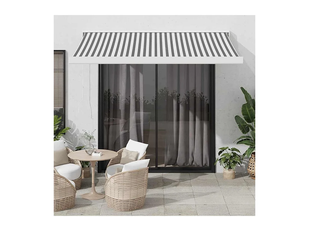 Auvent rétractable anthracite/blanc 3x2,5 m tissu et aluminium