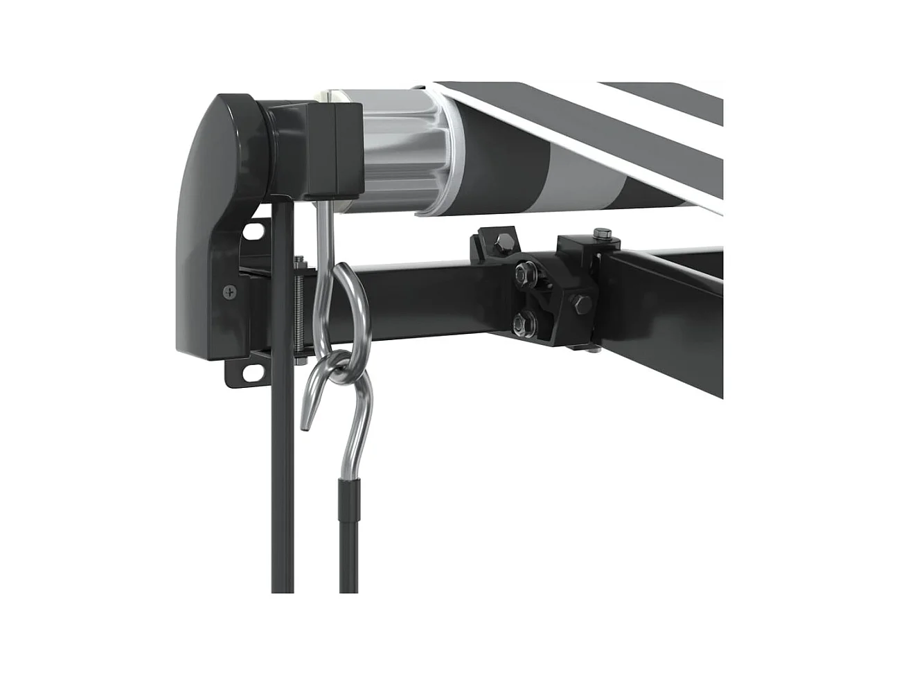 Automatisch uitschuifbaar zonnescherm antraciet en wit 400x350 cm