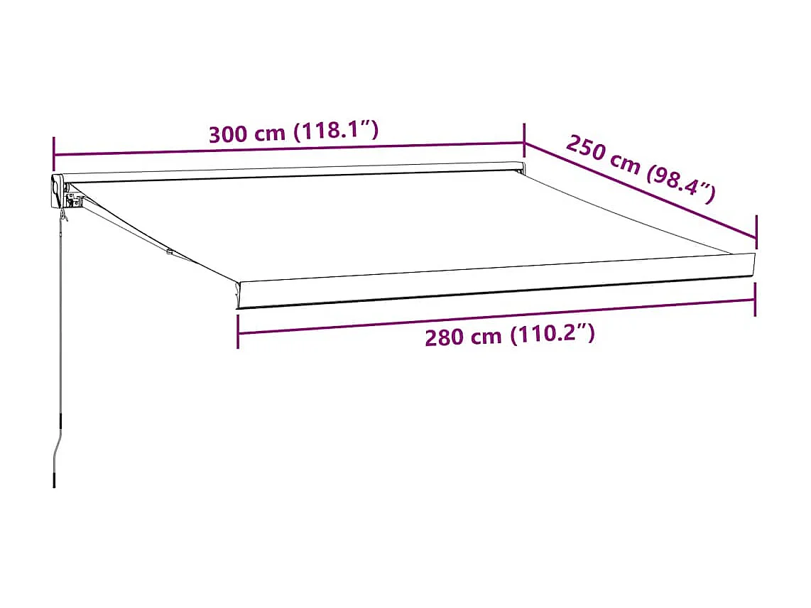 Toldo retrátil manual bordô 300x250 cm