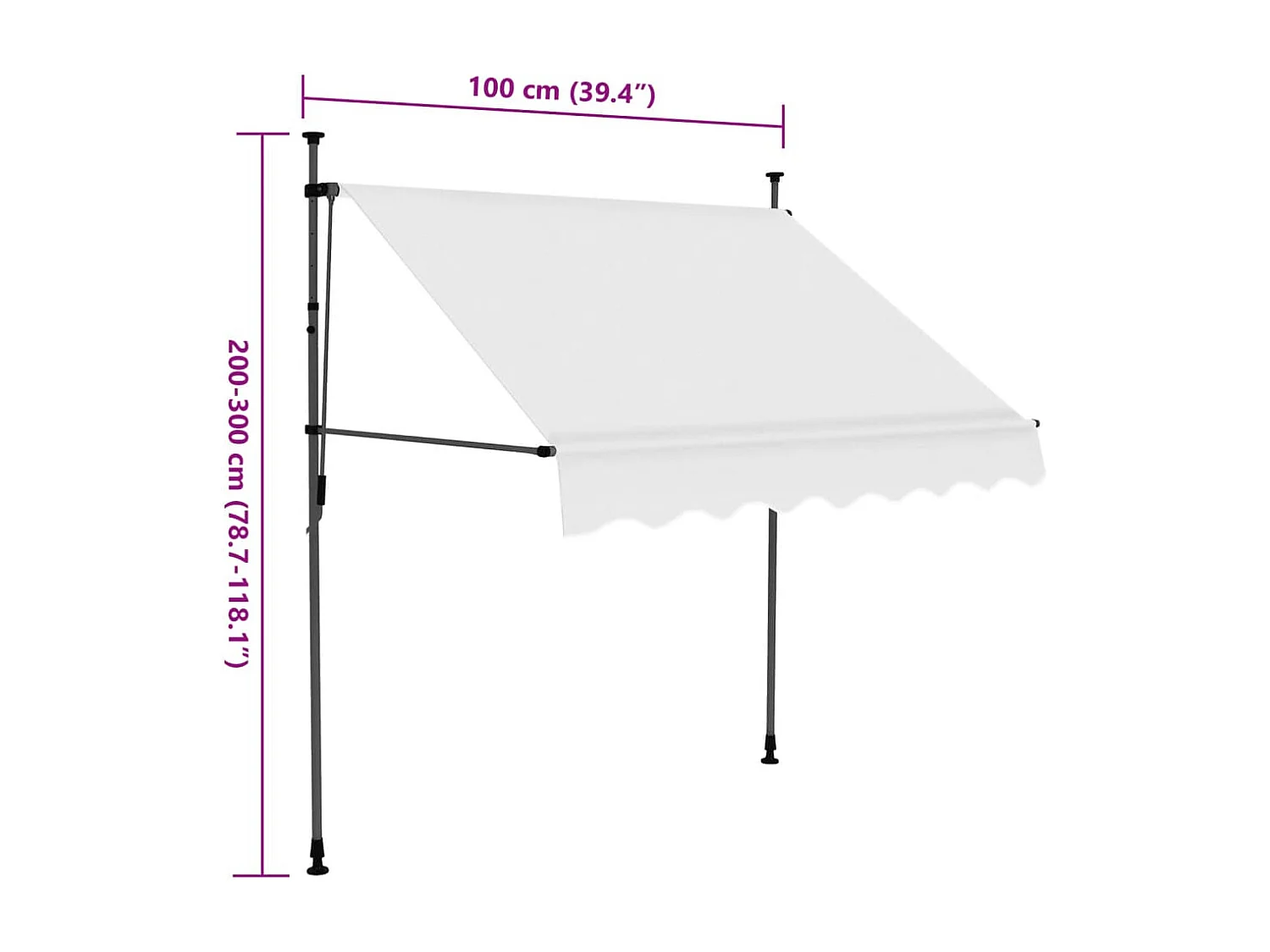 Auvent manuel rétractable avec LED 100 cm Crème