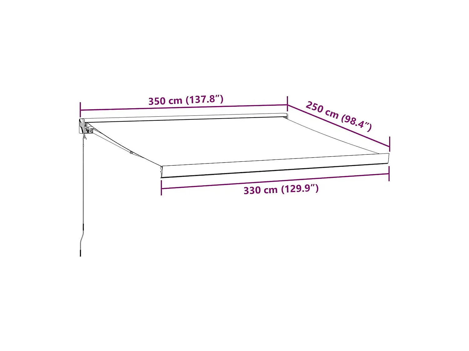 Tenda da sole retrattile manuale bordeaux 350x250 cm