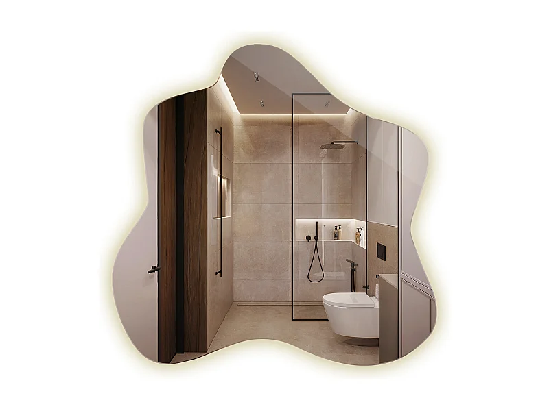 Miroir décoratif fluide et irrégulier avec éclairage LED, lumière neutre, idéal pour une touche artistique et une ambiance épurée - 77,3 cm x 76,6 cm