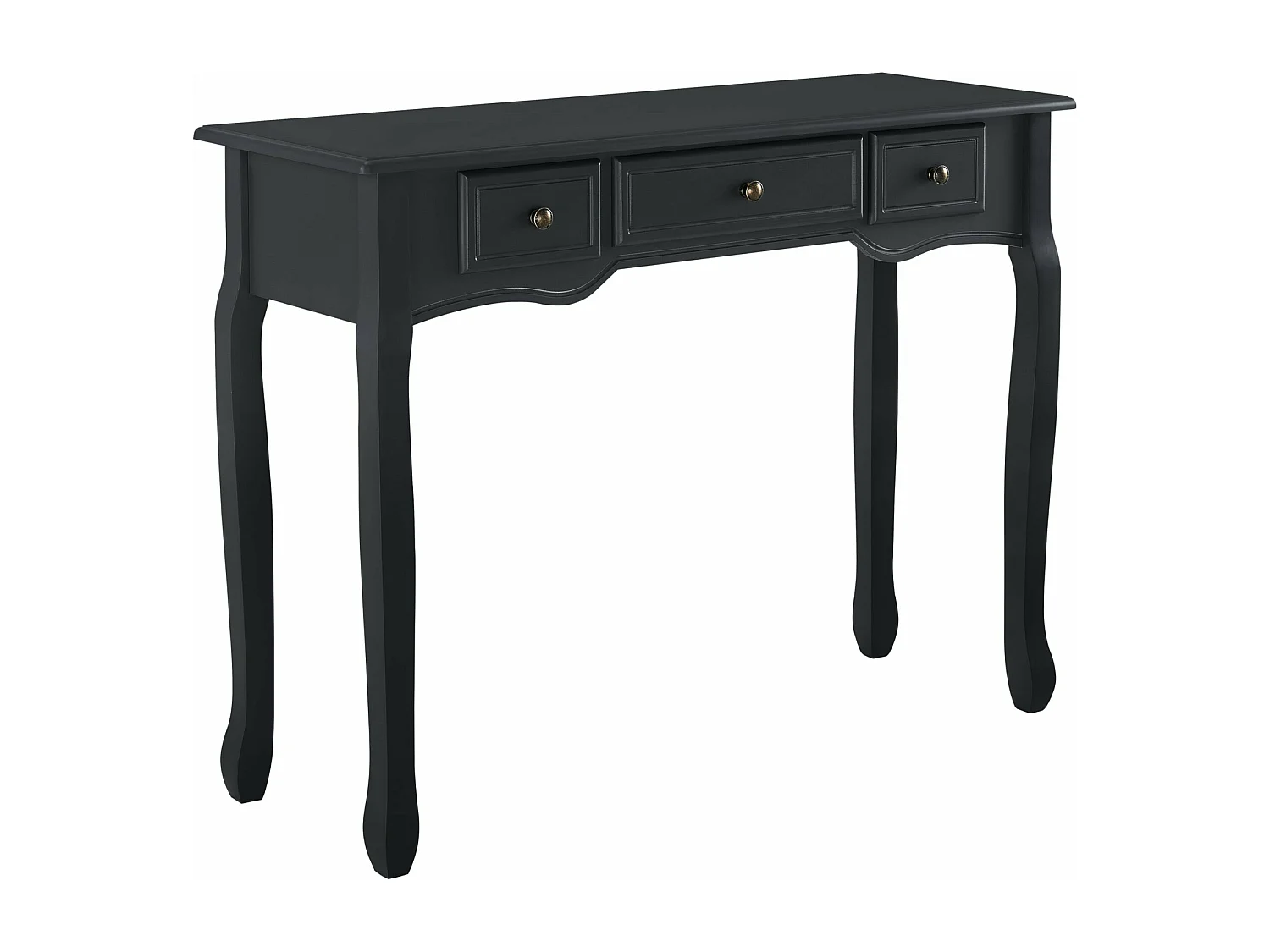 Mesa de consola para hall de entrada ou sala de estar com 3 gavetas MDF pés em pinho 100 cm preta 03_0004179/2