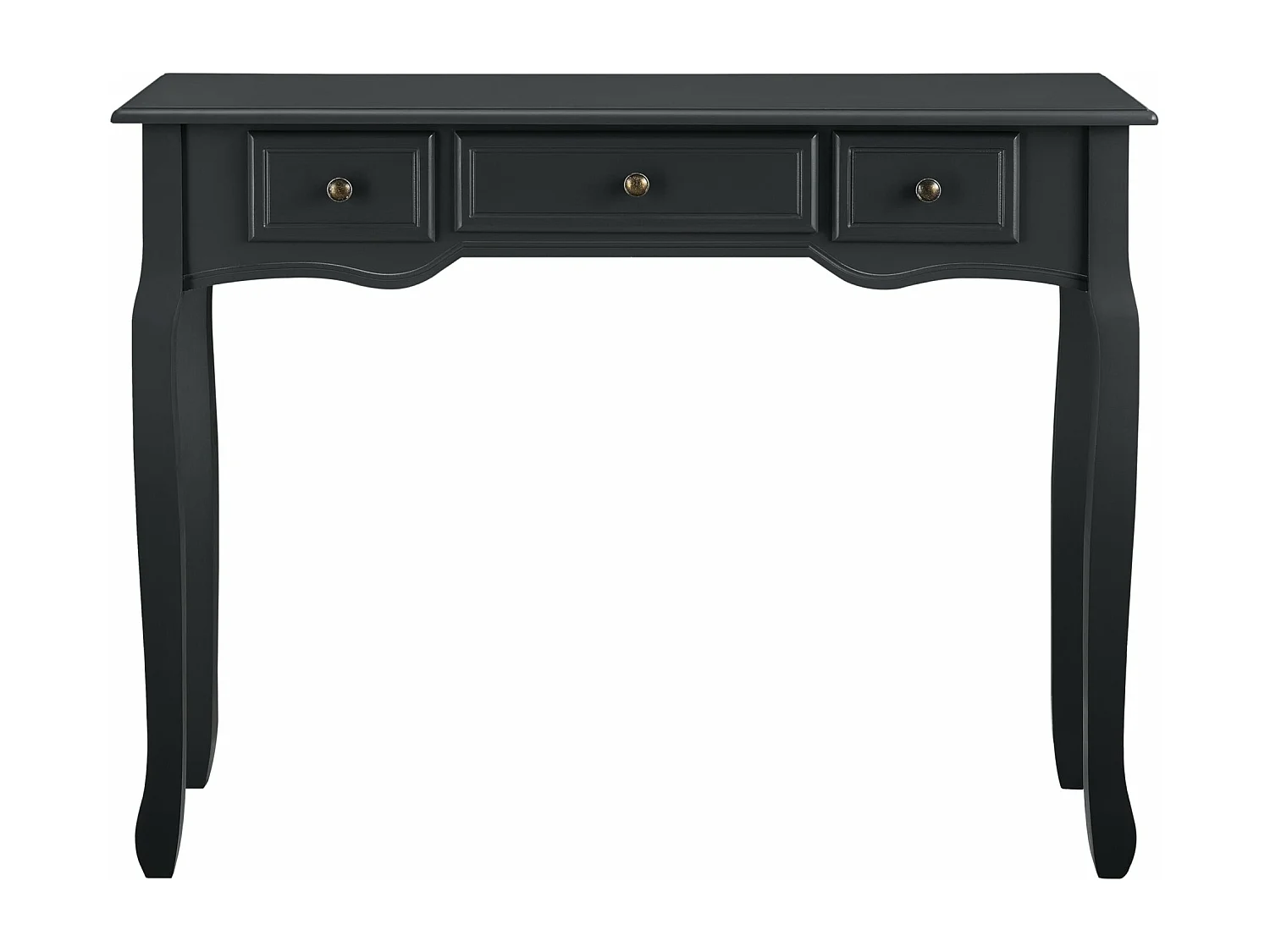 Mesa de consola para hall de entrada ou sala de estar com 3 gavetas MDF pés em pinho 100 cm preta 03_0004179/2