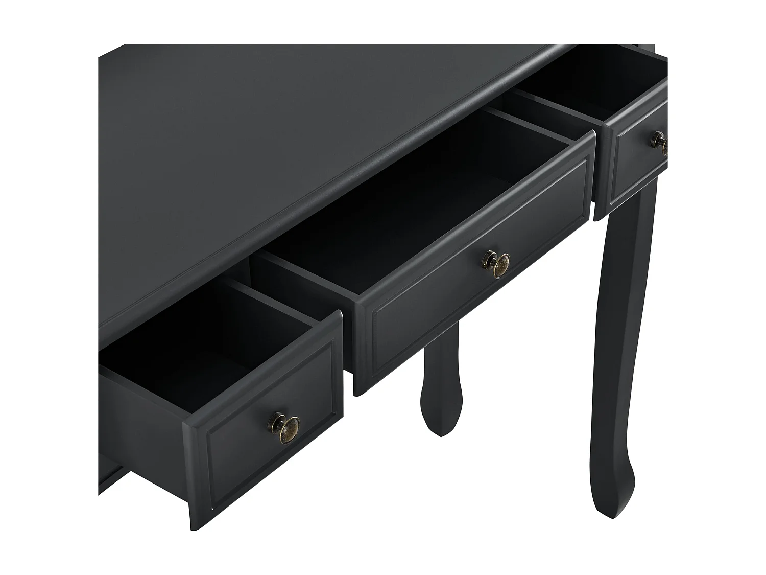 Mesa de consola para hall de entrada ou sala de estar com 3 gavetas MDF pés em pinho 100 cm preta 03_0004179/2