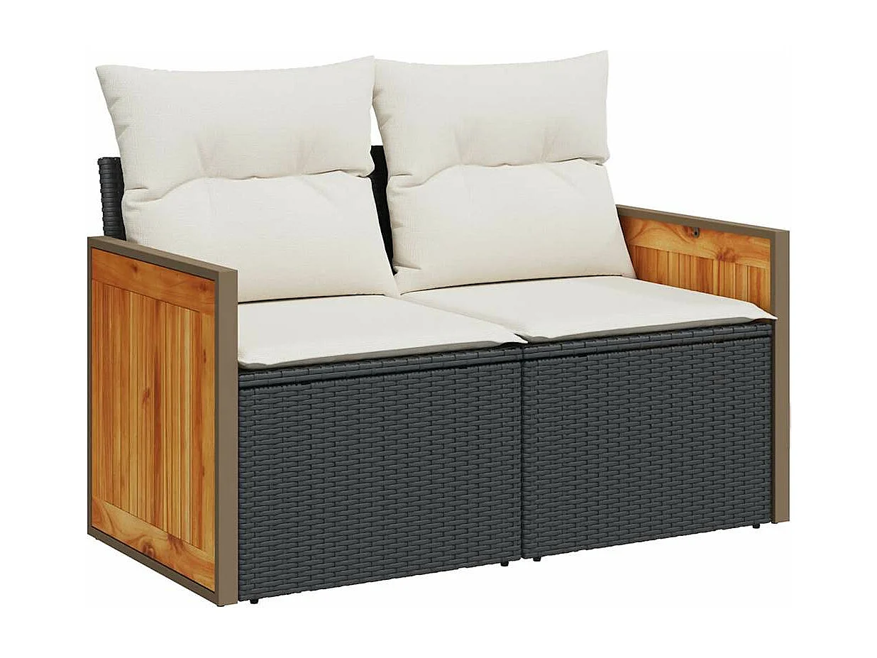 Ensemble de canapés de jardin 11 pcs et coussins rotin acacia