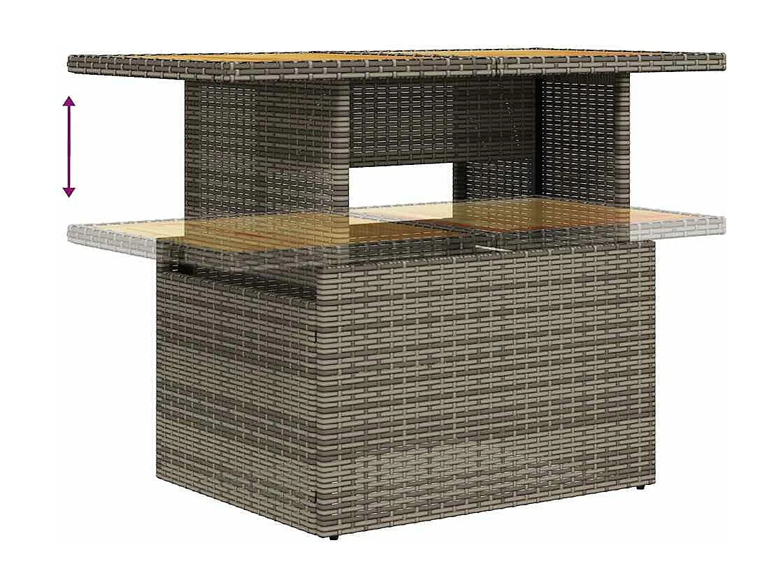 Ensemble de canapés de jardin 11 pcs et coussins rotin acacia