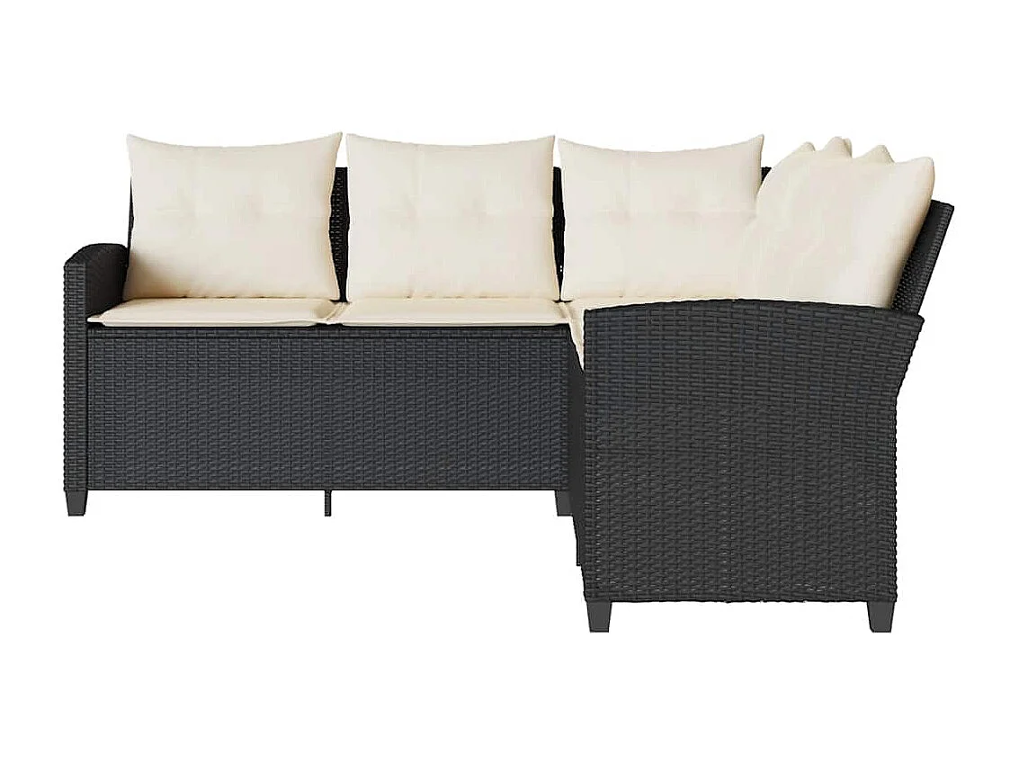 Divani a L con cuscini in vimini di resina nera