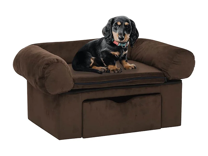 Divano per cani con cassetto Marrone 75x50x38 cm Peluche