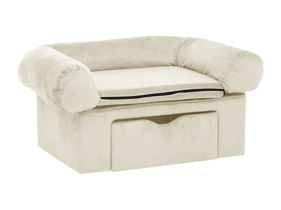 Divano per cani con cassetto Crema 75x50x38 cm Peluche