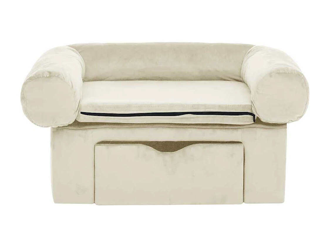 Divano per cani con cassetto Crema 75x50x38 cm Peluche