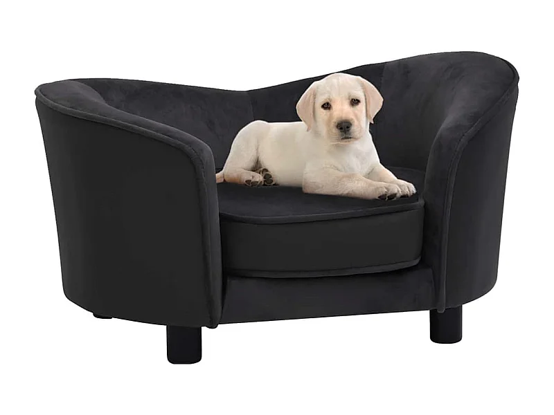 Sofá Perro Negro 69x49x40 cm Peluche y Piel Sintética