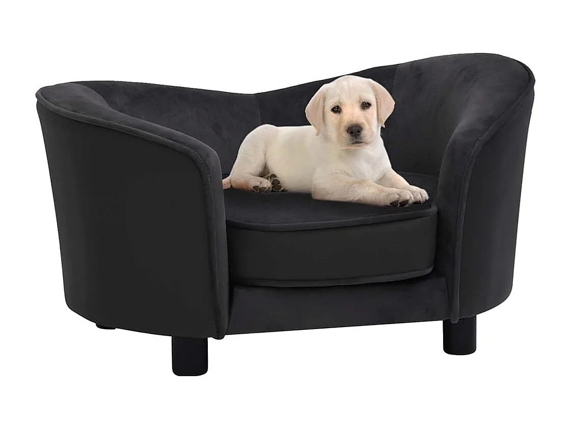 Divano per cani nero 69x49x40 cm in peluche e similpelle