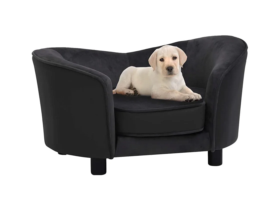 Canapé pour chien Noir 69x49x40 cm Peluche et similicuir