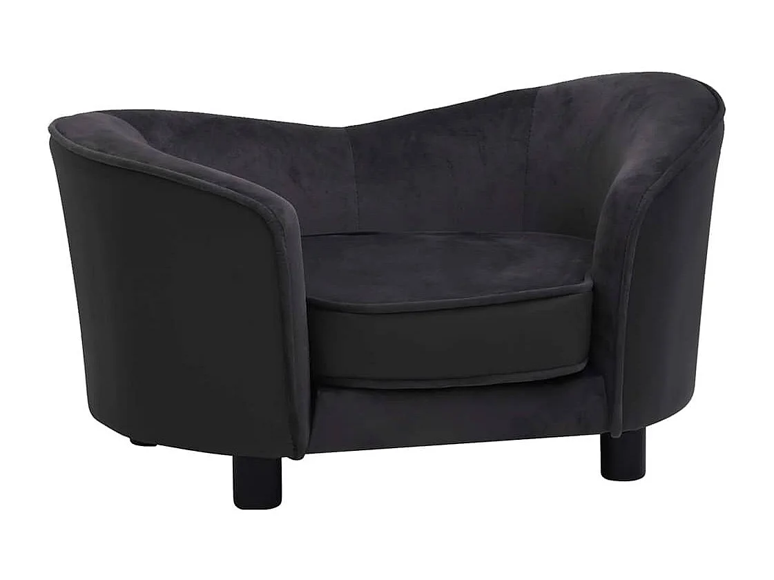 Divano per cani nero 69x49x40 cm in peluche e similpelle