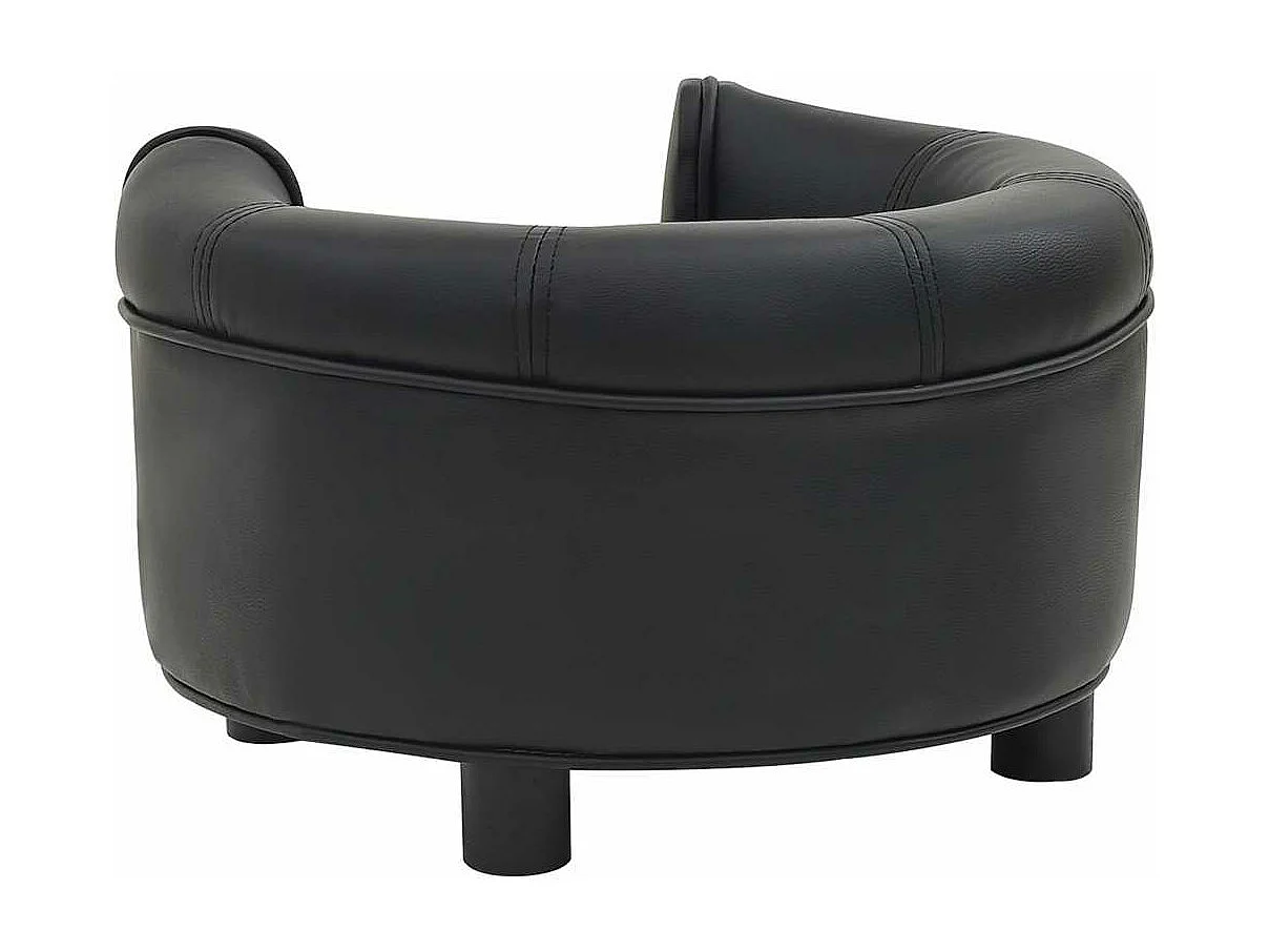 Sofá Perro Negro 48x48x32 cm Peluche y Piel Sintética